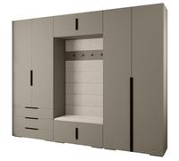 ABIKSMEBLE Inova 1 Ensemble de Meubles - Garde-Robe Moderne - pour Chambre à Coucher, Salon, Entrée, Chambre d'enfant - Meuble de Rangement pour Dressing - 236,7x300x47cm - Cachemire, Manila 02, Noir