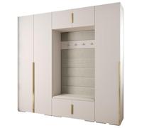 ABIKSMEBLE Inova 1 Ensemble de Meubles - Garde-Robe Moderne - pour Chambre à Coucher, Salon, Entrée, Chambre d'enfant - Meuble de Rangement pour Dressing - 236,7x250x47cm - Blanc, Manila 02, Or