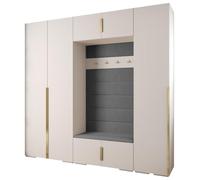 ABIKSMEBLE Inova 1 Ensemble de Meubles - Garde-Robe Moderne - pour Chambre à Coucher, Salon, Entrée, Chambre d'enfant - Meuble de Rangement pour Dressing - 236,7x250x47cm - Blanc, Manila 16, Or