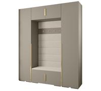 ABIKSMEBLE Inova 1 Ensemble de Meubles - Garde-Robe Moderne - pour Chambre à Coucher, Salon, Entrée, Chambre d'enfant - Meuble de Rangement pour Dressing - 236,7x200x47cm - Cachemire, Manila 02, Or