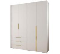 ABIKSMEBLE Inova 1 Ensemble de Meubles - Garde-Robe Moderne - pour Chambre à Coucher, Salon, Entrée, Chambre d'enfant - Meuble de Rangement pour Dressing - 236,7x200x47cm - Blanc, Or