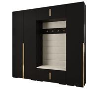 ABIKSMEBLE Inova 1 Ensemble de Meubles - Garde-Robe Moderne - pour Chambre à Coucher, Salon, Entrée, Chambre d'enfant - Meuble de Rangement pour Dressing - 236,7x250x47cm - Noir, Manila 02, Or