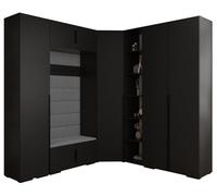 ABIKSMEBLE Inova 1 Ensemble de Meubles - Garde-Robe Moderne - pour Chambre à Coucher, Salon, Entrée, Chambre d'enfant - Meuble de Rangement pour Dressing - 236,7x371,7x47cm - Noir, Manila 16, Noir