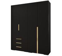 ABIKSMEBLE Inova 1 Ensemble de Meubles - Garde-Robe Moderne - pour Chambre à Coucher, Salon, Entrée, Chambre d'enfant - Meuble de Rangement pour Dressing - 236,7x200x47cm - Noir, Or