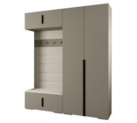 ABIKSMEBLE Inova 1 Ensemble de Meubles - Garde-Robe Moderne - pour Chambre à Coucher, Salon, Entrée, Chambre d'enfant - Meuble de Rangement pour Dressing - 236,7x200x47cm - Cachemire, Manila 02, Noir