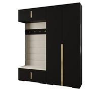 ABIKSMEBLE Inova 1 Ensemble de Meubles - Garde-Robe Moderne - pour Chambre à Coucher, Salon, Entrée, Chambre d'enfant - Meuble de Rangement pour Dressing - 236,7x200x47cm - Noir, Manila 02, Or