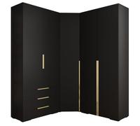 ABIKSMEBLE Inova 1 Juego de Muebles - Armario Moderno - Para Dormitorio, Salón, Entrada, Habitación Infantil - Unidad de Almacenamientopara Vestirse - 236,7x281,7x47cm - Negro, Dorado
