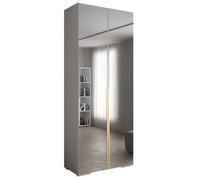 ABIKSMEBLE Inova Armoire à Vêtements avec Miroir - Penderie avec Étagères - Garde-Robe pour Chambre à Coucher, Salon, Couloir - Armoire-Penderie - 236,7x100x47 cm - Blanc Blanc Or