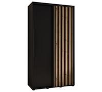 ABIKSMEBLE Lanko 1 Armoire à Deux Portes Coulissantes avec Barre, Étagères - Moderne Armoire de Rangement pour Chambre, Salon - 235,2x140x45 cm - Noir Noir Artisan