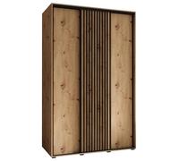ABIKSMEBLE Lanko 1 Armoire à Trois Portes Coulissantes avec Barre, Étagères - Moderne Armoire de Rangement pour Chambre, Salon - 235,2x150x60 cm - Artisan Artisan Noir