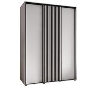 ABIKSMEBLE Lanko 1 Armoire à Trois Portes Coulissantes avec Barre, Étagères - Moderne Armoire de Rangement pour Chambre, Salon - 235,2x170x60 cm - Blanc Blanc Noir