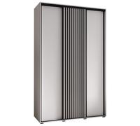 ABIKSMEBLE Lanko 1 Armoire à Trois Portes Coulissantes avec Barre, Étagères - Moderne Armoire de Rangement pour Chambre, Salon - 235,2x160x45 cm - Blanc Blanc Noir