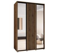 ABIKSMEBLE Lanko 2 Armoire à Trois Portes Coulissantes avec Miroir, Barre, Étagères - Moderne Armoire de Rangement pour Chambre, Salon - 235,2x160x60 cm - Artisan Artisan Noir