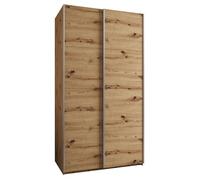 ABIKSMEBLE LUX 1 Armoire à 2 Portes Coulissantes avec Fermeture Silencieuse - Système Coulissant HETTICH Topline L - pour Salon, Chambre à Coucher - 245,5x130x64cm - Artisan, Artisan, Argent