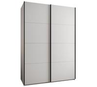 ABIKSMEBLE LUX 1 Armoire à 2 Portes Coulissantes avec Fermeture Silencieuse - Système Coulissant HETTICH Topline L - pour Salon, Chambre à Coucher - 245,5x180x64cm - Blanc, Blanc, Noir