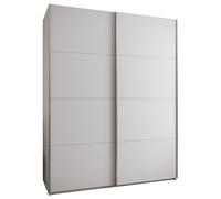 ABIKSMEBLE LUX 1 Armoire à 2 Portes Coulissantes avec Fermeture Silencieuse - Système Coulissant HETTICH Topline L - pour Salon, Chambre à Coucher - 245,5x190x64cm - Blanc, Blanc, Argent