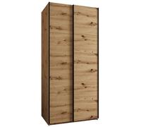 ABIKSMEBLE LUX 1 Armoire à 2 Portes Coulissantes avec Fermeture Silencieuse - Système Coulissant HETTICH Topline L - pour Salon, Chambre à Coucher - 245,5x120x64cm - Artisan, Artisan, Noir