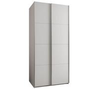 ABIKSMEBLE LUX 1 Armoire à 2 Portes Coulissantes avec Fermeture Silencieuse - Système Coulissant HETTICH Topline L - pour Salon, Chambre à Coucher - 245,5x120x64cm - Blanc, Blanc, Argent