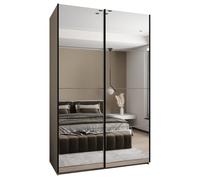 ABIKSMEBLE LUX 2 Armoire à 2 Portes Coulissantes avec Miroir, Fermeture Silencieuse - Système HETTICH Topline L - pour Salon, Chambre à Coucher - 245,5x160x64cm - Cachemire, Cachemire, Noir