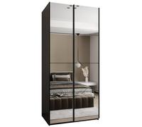 ABIKSMEBLE LUX 2 Armoire à 2 Portes Coulissantes avec Miroir, Fermeture Silencieuse - Système HETTICH Topline L - pour Salon, Chambre à Coucher - 245,5x120x64cm - Noir, Noir, Noir