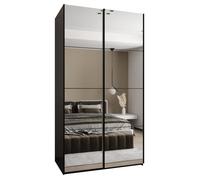 ABIKSMEBLE LUX 2 Armoire à 2 Portes Coulissantes avec Miroir, Fermeture Silencieuse - Système HETTICH Topline L - pour Salon, Chambre à Coucher - 245,5x130x64cm - Noir