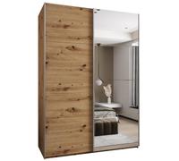 ABIKSMEBLE LUX 3 Élégante Armoire à 2 Portes Coulissantes avec Miroir sur la Porte - Fermeture Silencieuse - Système HETTICH Topline L - 245,5x170x64cm - Artisan, Artisan, Argent