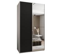ABIKSMEBLE LUX 3 Élégante Armoire à 2 Portes Coulissantes avec Miroir sur la Porte - Fermeture Silencieuse - Système HETTICH Topline L - 245,5x130x64cm - Blanc, Noir, Argent