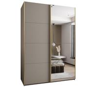 ABIKSMEBLE LUX 3 Élégante Armoire à 2 Portes Coulissantes avec Miroir sur la Porte - Fermeture Silencieuse - Système HETTICH Topline L - 245,5x180x64cm - Cachemire, Cachemire, Or