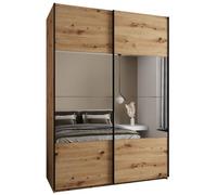 ABIKSMEBLE LUX 4 Armoire à 2 Portes Coulissantes avec Miroir Elégant au Milieu de la Façade - Fermeture Silencieuse - Système HETTICH Topline L - 245,5x170x64cm - Artisan, Artisan, Noir