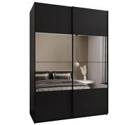 ABIKSMEBLE LUX 4 Armoire à 2 Portes Coulissantes avec Miroir Elégant au Milieu de la Façade - Fermeture Silencieuse - Système HETTICH Topline L - 245,5x170x64cm - Noir, Noir, Noir