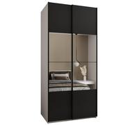 ABIKSMEBLE LUX 4 Armoire à 2 Portes Coulissantes avec Miroir Elégant au Milieu de la Façade - Fermeture Silencieuse - Système HETTICH Topline L - 245,5x120x64cm - Blanc, Noir, Noir
