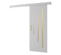 ABIKSMEBLE Salwador Y Système de Porte Coulissante avec un Cache Rail - Bandes Décoratives - Portes Coulissantes Murales Intérieures - Construction Solide - 90x204cm - Blanc Blanc Or