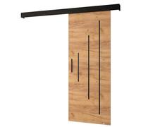 ABIKSMEBLE Salwador Y Système de Porte Coulissante avec un Cache Rail - Bandes Décoratives - Portes Coulissantes Murales Intérieures - Construction Solide - 70x204cm - Craft Or Noir Noir