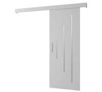 ABIKSMEBLE Salwador Y Système de Porte Coulissante avec un Cache Rail - Bandes Décoratives - Portes Coulissantes Murales Intérieures - Construction Solide - 90x204cm - Blanc Blanc Argent