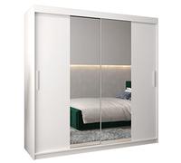 ABIKSMEBLE Tokyo 1 200 Armoire à deux portes coulissantes pour chambre à coucher - Armoire moderne avec miroir, porte-manteau et étagères - 200 x 200 x 62 cm - Blanc mat