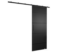 ABIKSMEBLE Zonda IV Kit pour porte coulissante avec rail - Set pour porte coulissante intérieure suspendue - Quincaillerie pour portail - Fabriqué en panneau stratifié - 204 x 90 cm - Noir
