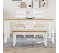ABIL Table à manger Panama blanc 160x80x75 cm bois massif de pin A4005707 En Stock