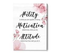 Ability, Motivation, Attitude Canvas Wall Art - Inspirational Trio for Home Office, Study, or Workspace Success Mindset Decor(Unframed,16x24inch(40x60cm))