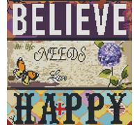Abillyn Kit de broderie au point de croix Believe Happy estampillé avec motif imprimé (Believe Happy)