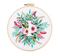 Abillyn Kit de broderie au point de croix Lettre I et fleurs estampillées avec motif imprimé (lettre I)