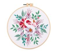 Abillyn Kit de broderie au point de croix Lettre S et fleurs estampillées avec motif imprimé (lettre S)