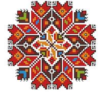 Abillyn Kit de broderie au point de croix Mandala rouge estampillé avec motif imprimé (Mandala 4)