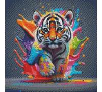 Abillyn Kit de broderie au point de croix mignon petit tigre estampillé avec motif imprimé (tigre)