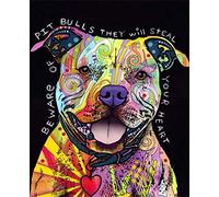 Abillyn Kit de broderie au point de croix Motif Bulldog Cœur estampillé avec motif imprimé
