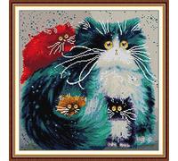 Abillyn Kit de broderie au point de croix Motif chat coloré