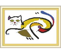 Abillyn Kit de broderie au point de croix Motif chat effrayé