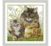 Abillyn Kit de broderie au point de croix Motif chatons
