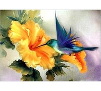 Abillyn Kit de broderie au point de croix Motif colibri et fleur estampillé avec motif imprimé