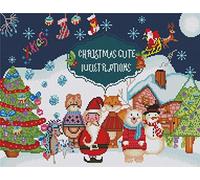 Abillyn Kit de broderie au point de croix Motif de Noël Illustrations mignonnes estampillées avec motif imprimé (Noël)