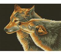 Abillyn Kit de broderie au point de croix Motif deux loups estampillés avec motif imprimé